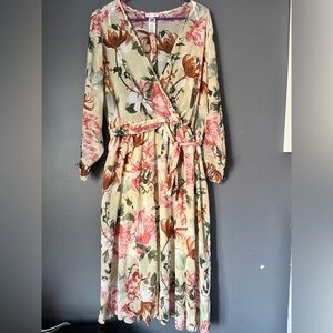 Elegant Floral Long Sleeve Dress